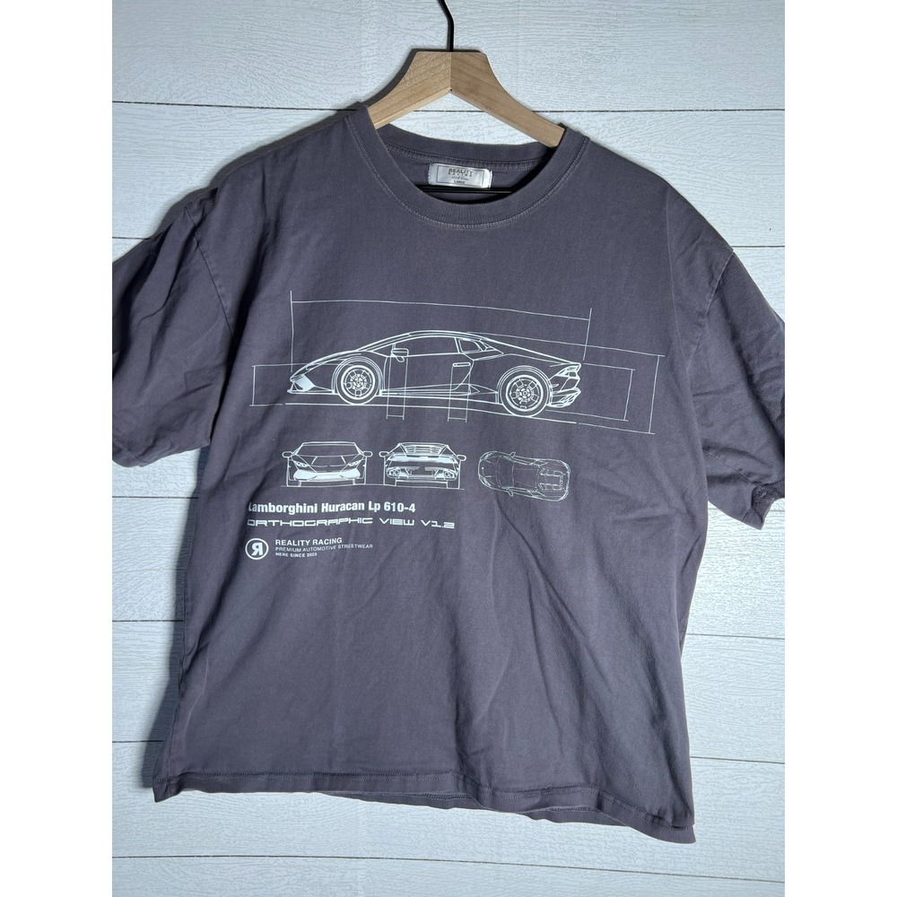 Reality Racing Large Lamborghini Huracan LP 610-4 Schematic Patent Grey Shirt